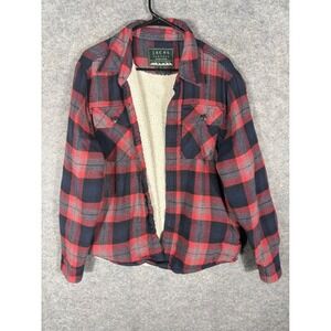 JACHS New York Recycled‎ Flannel Sherpa Lined Shirt Jacket Red Black Mens M